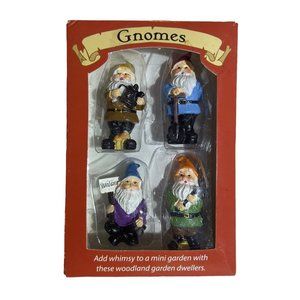 Leisure Arts Hand‎ Painted 4 Resin 2x2.5 Gnome Miniatures Whimsical Figurines